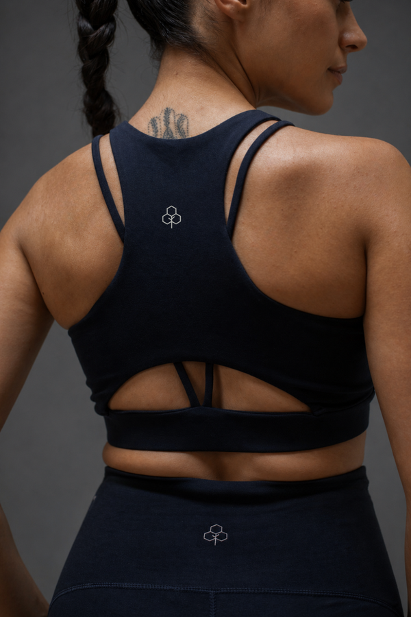 Organic Cotton Max Support Bra and Flared Leggings Set (Midnight Navy)