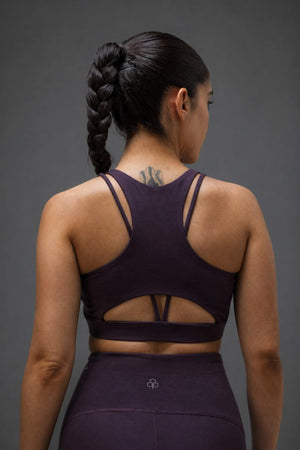 Organic Cotton Max Support Bra and Flared Leggings Set (Plum)