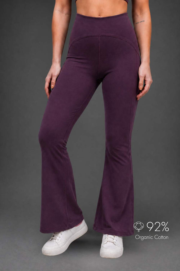 Organic Cotton Max Support Bra and Flared Leggings Set (Plum)
