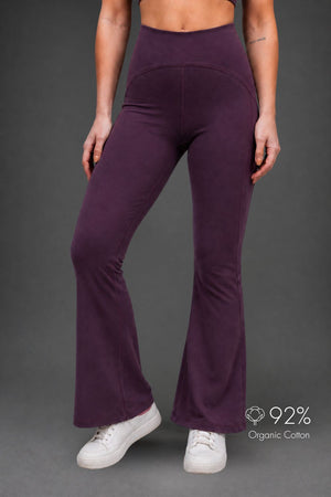 Organic Cotton Flared Training Leggings (Plum)