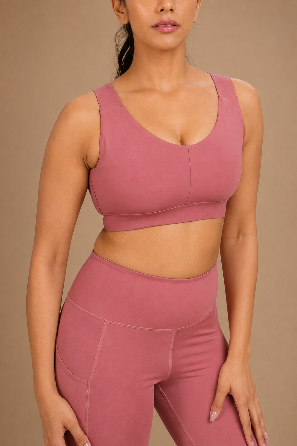 U-Neck Active Bra (Mauvewood)