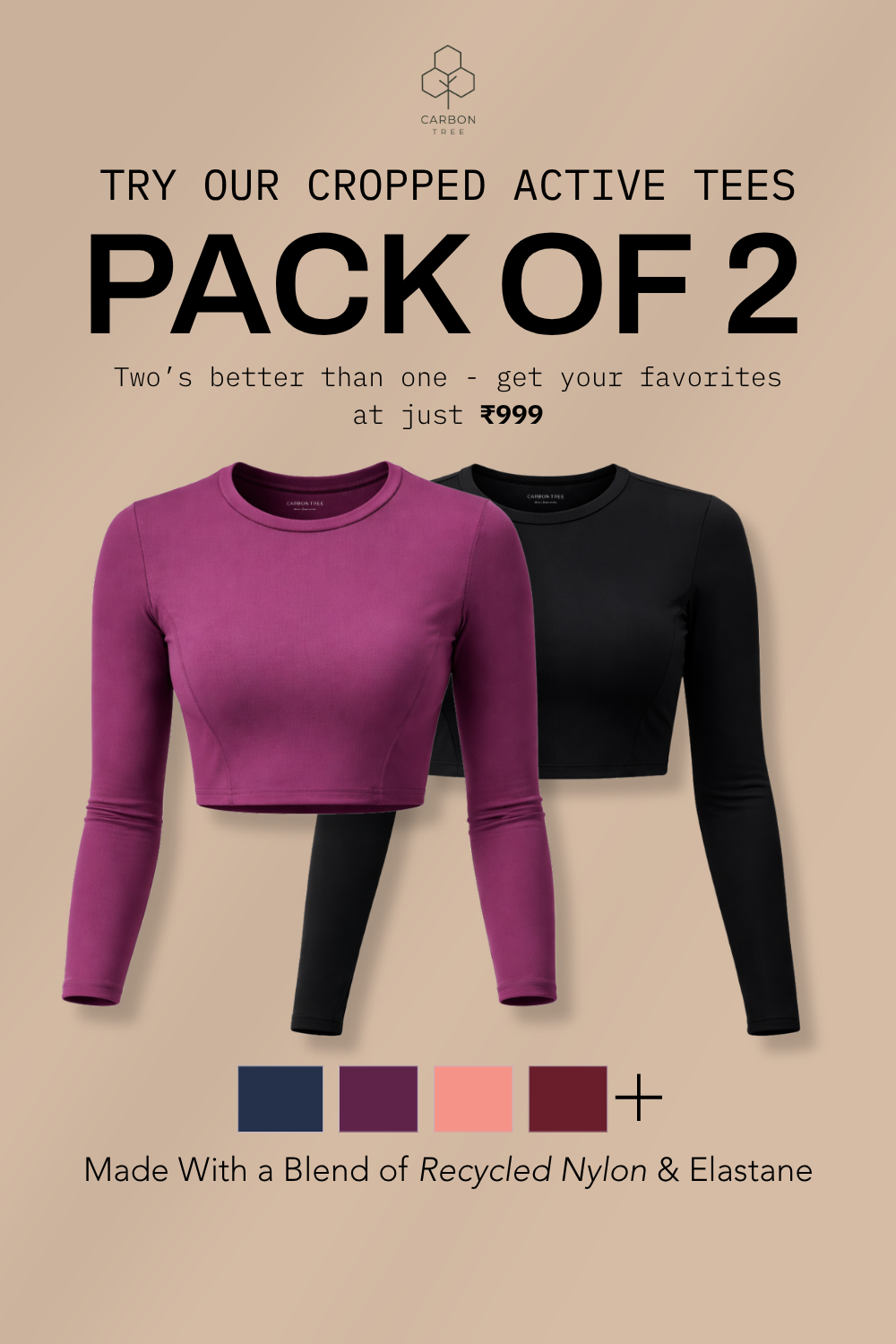 Cropped Active Tee - Pack of 2