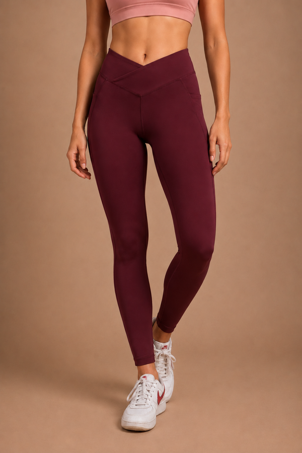 Carbon Crossband Legging (Sangria)