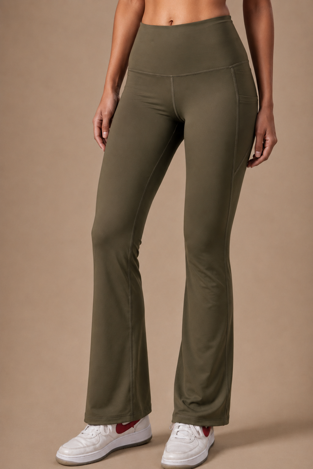 Flared Yoga Leggings (Bio-Poly Edition) (Sage Green)