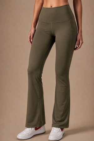 Flared Yoga Leggings (Bio-Poly Edition) (Sage Green)