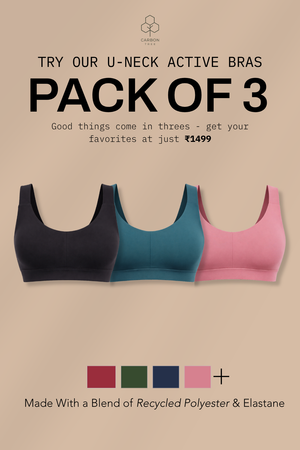 U Neck Active Bra - Pack of 3