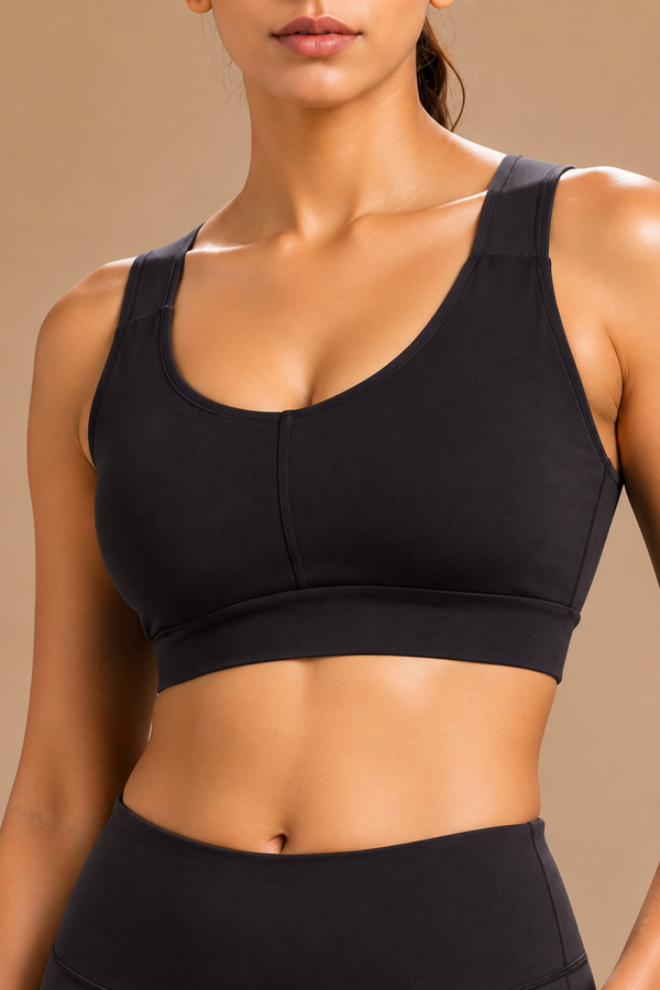 U-Neck Active Bra (Carbon Black)